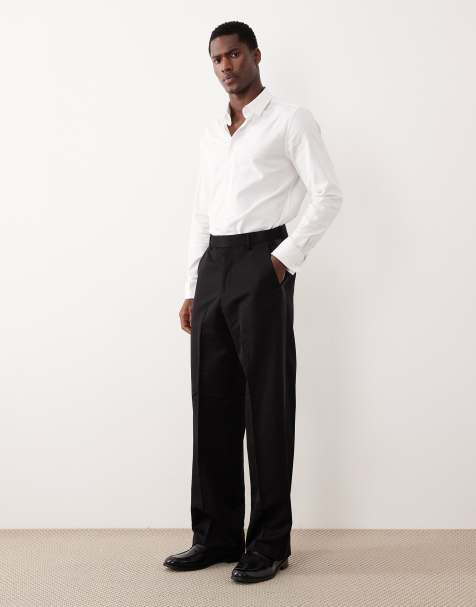 ASOS DESIGN smart tuxedo wide leg trousers with side stripe