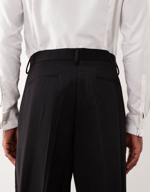 ASOS DESIGN – Eleganckie spodnie garniturowe z szerokimi nogawkami z lampasem, 5 z 5