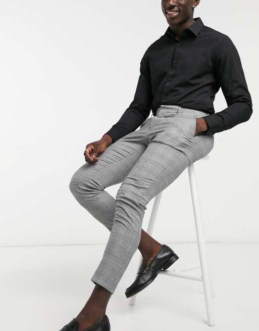 ASOS DESIGN – Eleganckie spodnie w kratę o bardzo obcisłym kroju