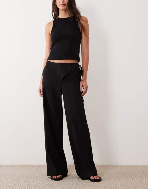 ASOS DESIGN wrap front tie detail tailored trouser in