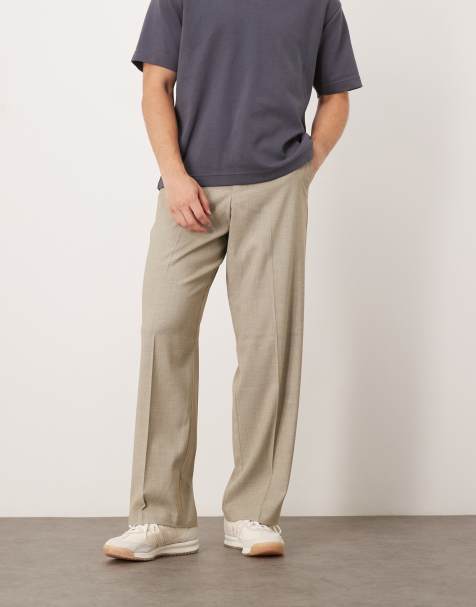 ASOS DESIGN smart wide leg trousers in light grey melange