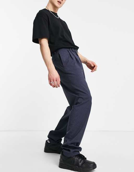 ASOS DESIGN – Eleganckie spodnie z wysokim stanem i podwójnymi zakładkami z materiału z drobną fakturą