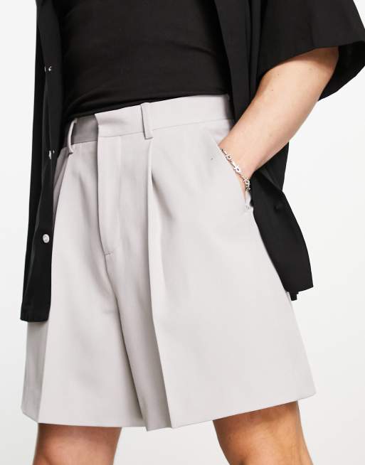 ASOS DESIGN – Eleganckie szare szorty bermudy o krótkim fasonie