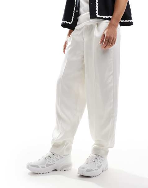 ASOS DESIGN – Eleganckie zwężane spodnie oversize w biały kolorze - view 1