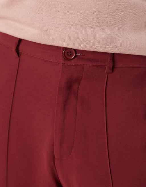 ASOS DESIGN – Eleganckie zwężane spodnie oversize w bordowym kolorze, 2 z 5