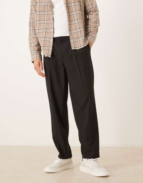 ASOS DESIGN – Eleganckie zwężane spodnie oversize z zakładkami w czarnym melanżowym kolorze - view 1