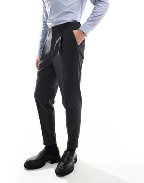 ASOS DESIGN – Eleganckie zwężane spodnie w grafitowym kolorze z drobną teksturą - view 1