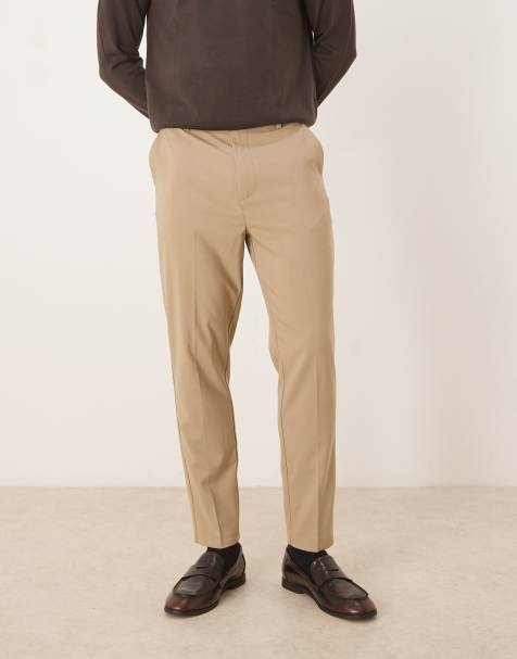 ASOS DESIGN smart tapered  trousers in stone