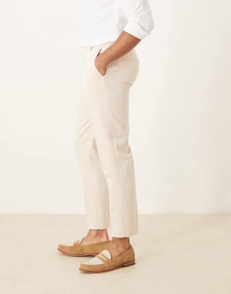 ASOS DESIGN smart tapered fit trousers in stone