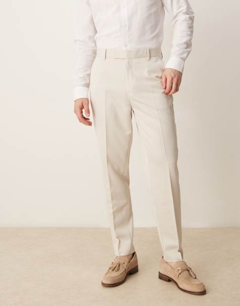 ASOS DESIGN smart tapered fit trousers in stone
