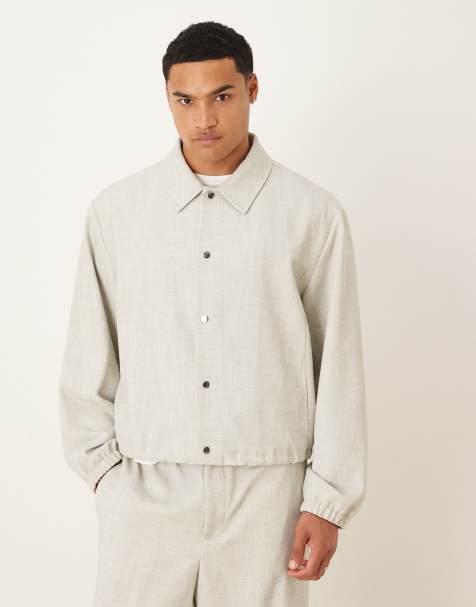 ASOS DESIGN - Elegant blouson-jakke i meleret lysegrå - Del af sæt - view 1