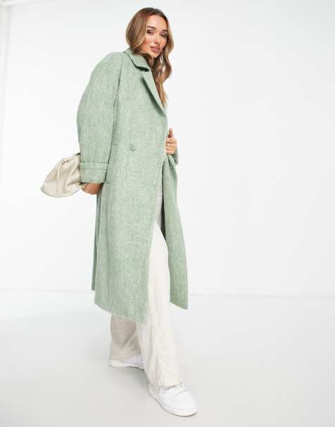 ASOS DESIGN - Elegant børstet frakke i blød grøn uldblanding - view 1