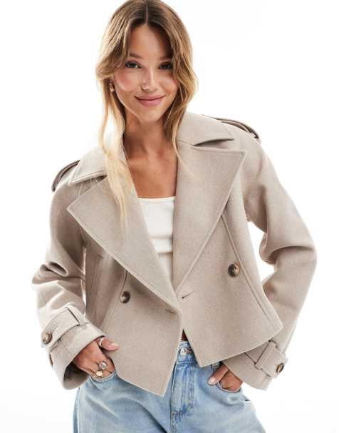 ASOS DESIGN - Elegant, cropped trenchcoat i havrefarve - view 1
