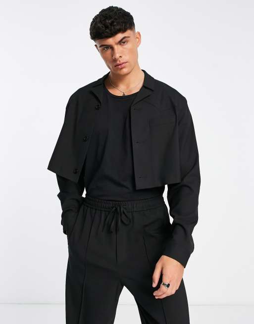 ASOS DESIGN - Elegant, cropped trucker-jakke i sort - Del af sæt