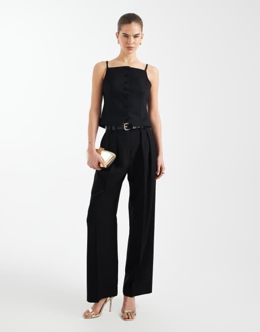 ASOS DESIGN - Elegant hemdje met bandjes en knopen in zwart, 4 van 4