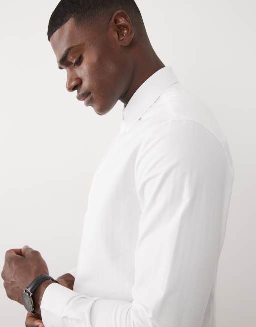 ASOS DESIGN - Elegant hvid slim-skjorte med sildebensmønster, 3 af 5