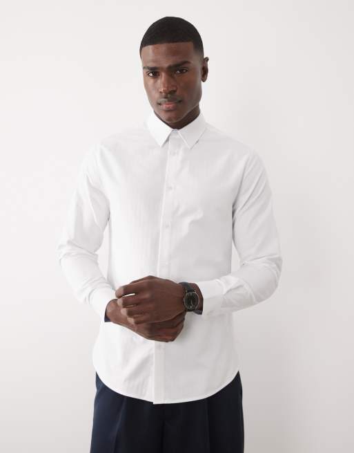 ASOS DESIGN - Elegant hvid slim-skjorte med sildebensmønster, 4 af 5