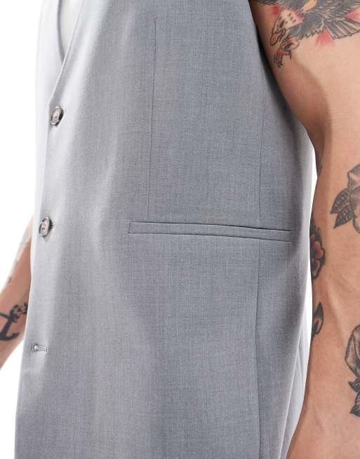 ASOS DESIGN - Elegant longline-jakke uden ærmer i grå i afslappet pasform - Del af sæt , 2 af 5