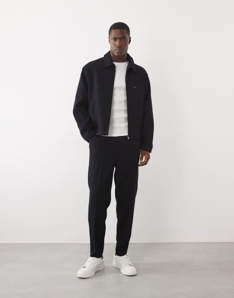 ASOS DESIGN - Elegant marineblåt blouson-sæt med vaffeltekstur - view 1