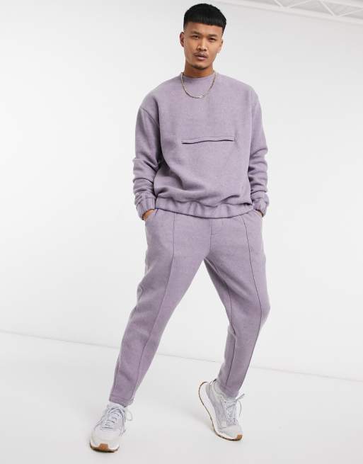 ASOS DESIGN - Elegant og oversized sweatshirt i kogt uld-look med brystlomme - Del af sæt, 4 af 4