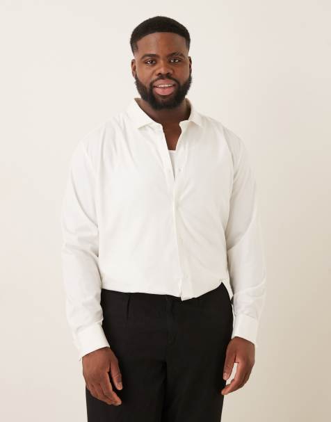 ASOS DESIGN - Elegant og strygelet hvid twillskjorte i slim fit med dobbeltmanchetter - view 1