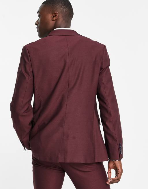 ASOS DESIGN - Elegant Oxford Skinny-habitjakke i bordeaux, 2 af 4
