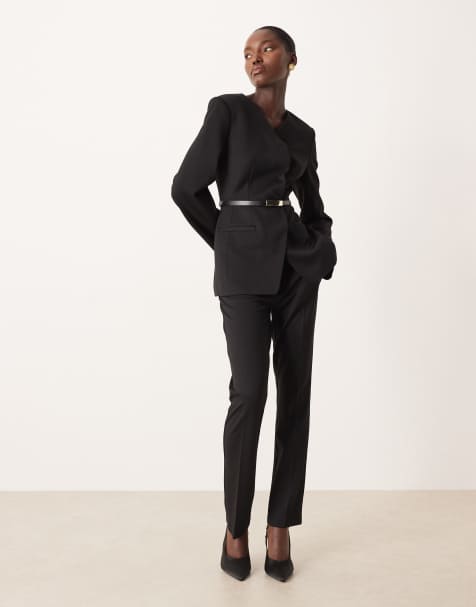 ASOS DESIGN - Elegant pak van ponté stof met blazer met hoge sluiting en riem - view 1