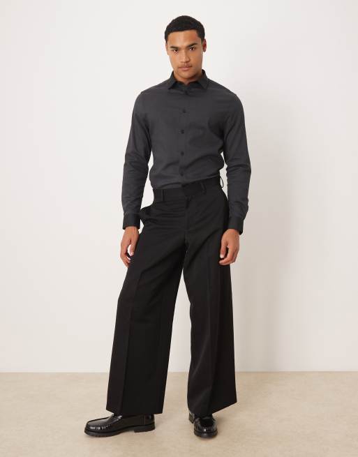 ASOS DESIGN - Elegant sort slim-skjorte med dobby-tekstur, 2 af 5
