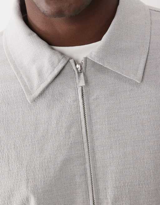ASOS DESIGN elegant sæt med oversized Harrington-jakke i lysegrå seersucker, 2 af 5