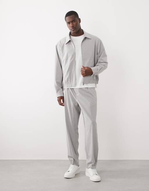 ASOS DESIGN elegant sæt med oversized Harrington-jakke i lysegrå seersucker, 5 af 5