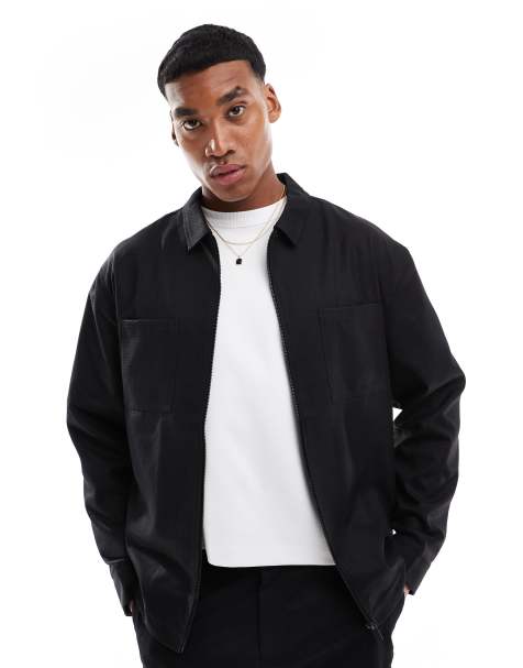 ASOS DESIGN - Elegant trucker-jakke i sort twill i slim fit - Del af sæt - view 1