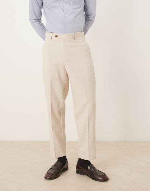ASOS DESIGN - Elegante afslappede bukser med sildebensmønster i uldblanding