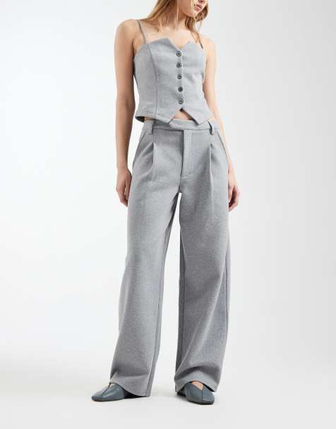 ASOS DESIGN – Elegante, angeraute Barrel-Hose in Grau - view 1