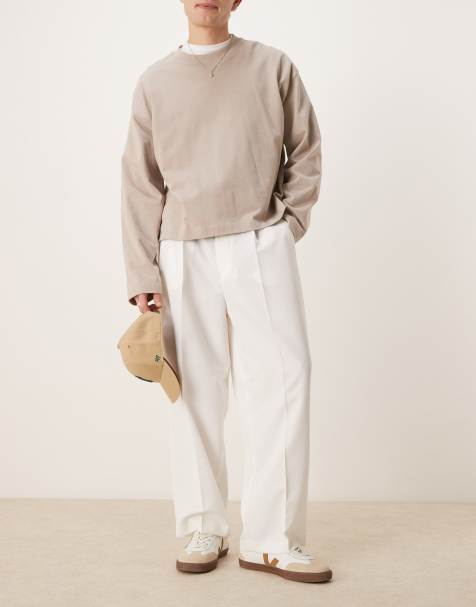 ASOS DESIGN – Elegante Balloon Fit Hose in Weiß mit Bundfalten - view 1