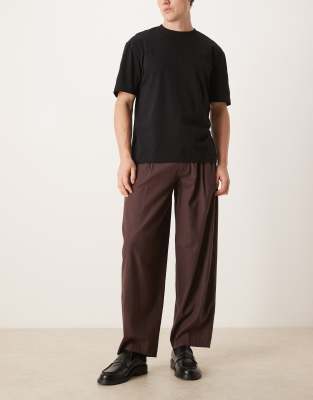 Elegante Barrel-Hose in Braun mit Leinenanteil-Brown Brown 52 Regular