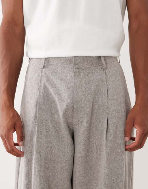 ASOS DESIGN – Elegante Barrel-Leg-Hose aus strukturiertem Material in Leinenoptik in Grau, 5 von 5