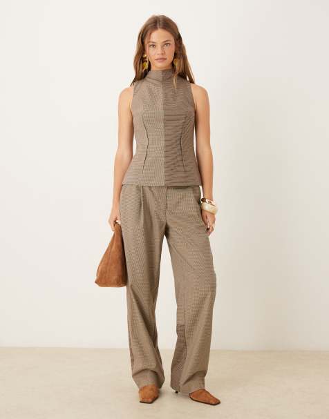 ASOS DESIGN – Elegante Barrel Leg Hose mit verschiedenen Karomustern, Kombiteil - view 1