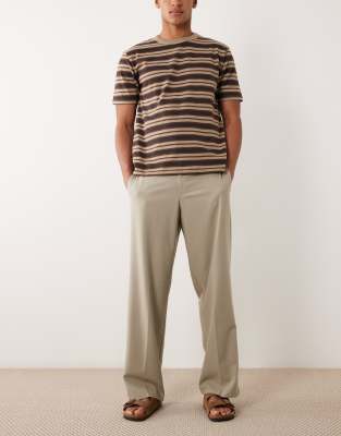 Elegante, bequeme Stretch-Hose aus Twill in Salbeigrün mit elastischem Bund und weitem Bein Grün XL