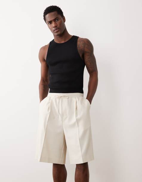 ASOS DESIGN - Elegante bermudashort met elastische taille in ecru - view 1