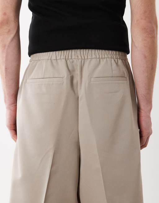 ASOS DESIGN - Elegante bermudashort met elastische taille in stone, 5 van 5