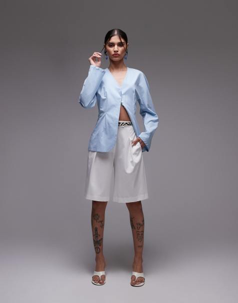 ASOS DESIGN - Elegante bermudashort met wijde pijpen in wit - view 1