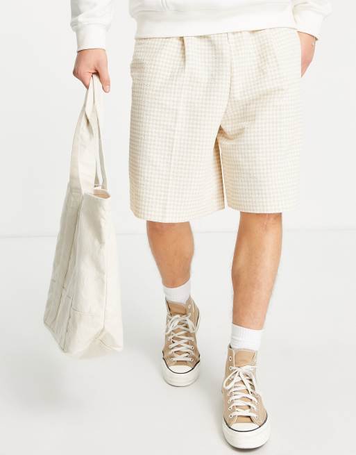 ASOS DESIGN - Elegante bermudashorts i beige gingham-tern
