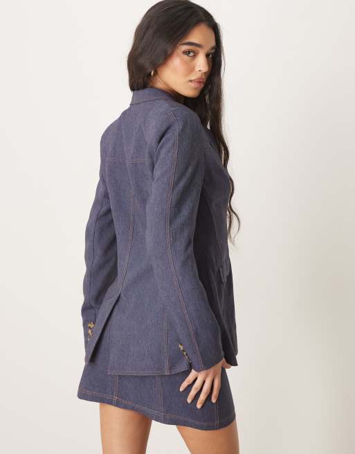 ASOS DESIGN - Elegante blazer met denimlook, deel van co-ord set , 4 van 4