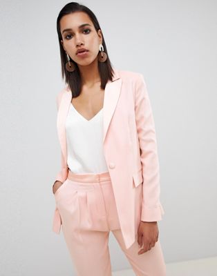 ASOS DESIGN - Elegante blazer met satijnen contrast, combi-set-Roze