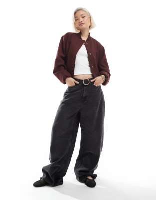 ASOS DESIGN - Elegante Bomberjacke in Burgunderrot-Neutral