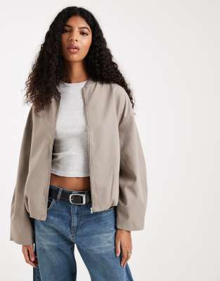 ASOS DESIGN - Elegante Bomberjacke in Kamelbraun-Neutral