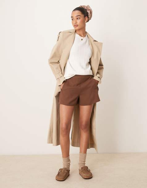 ASOS DESIGN - Elegante boxershort met linnenlook in chocoladebruin, deel van co-ord set - view 1