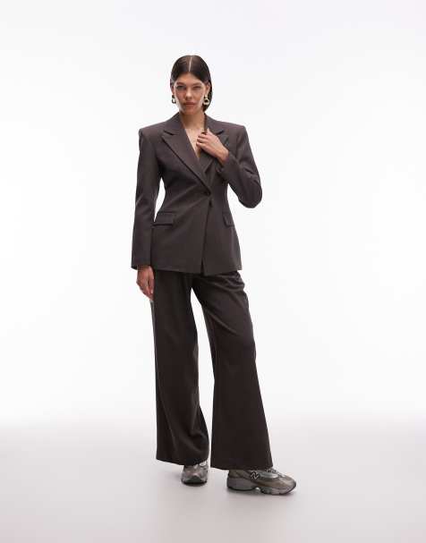 ASOS DESIGN - Elegante broek met geplooide voorkant en hoge taille in chocoladebruin - view 1