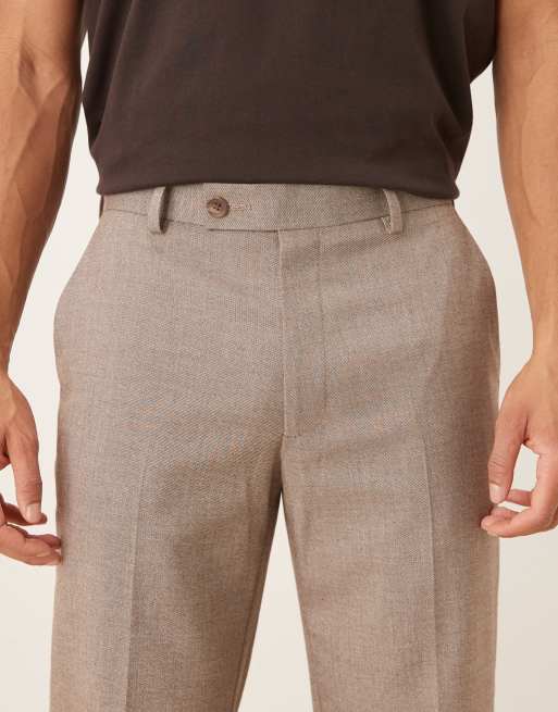 ASOS DESIGN - Elegante broek met rechte pijpen en textuur in bruin, 5 van 5