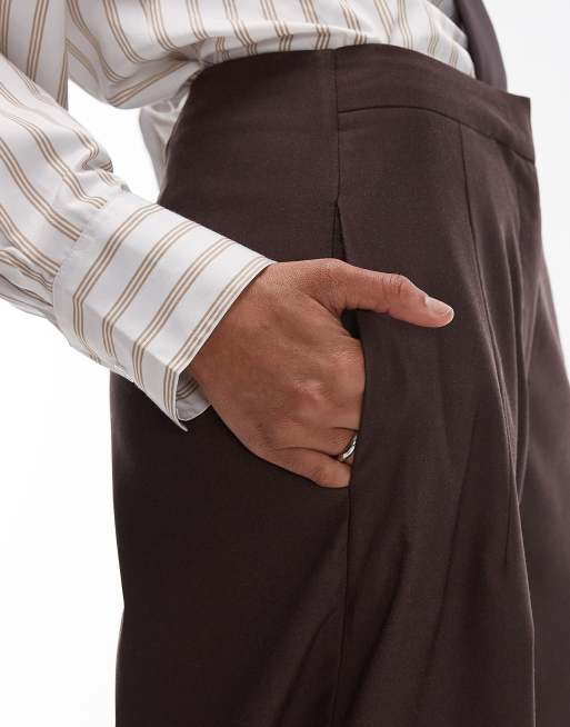 ASOS DESIGN - Elegante broek met ronde wijde pijpen in chocoladebruin, 2 van 5